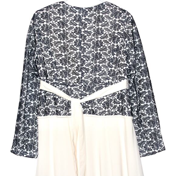 Navy White Long Sleeve Maxi Dress Size Large - Picture 5 of 10